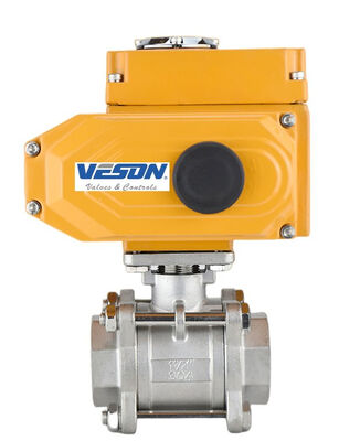 Ball Valve actuated electrically with 2-PC screwed end, ANSI CLASS 150-900 rating, and female thread connection